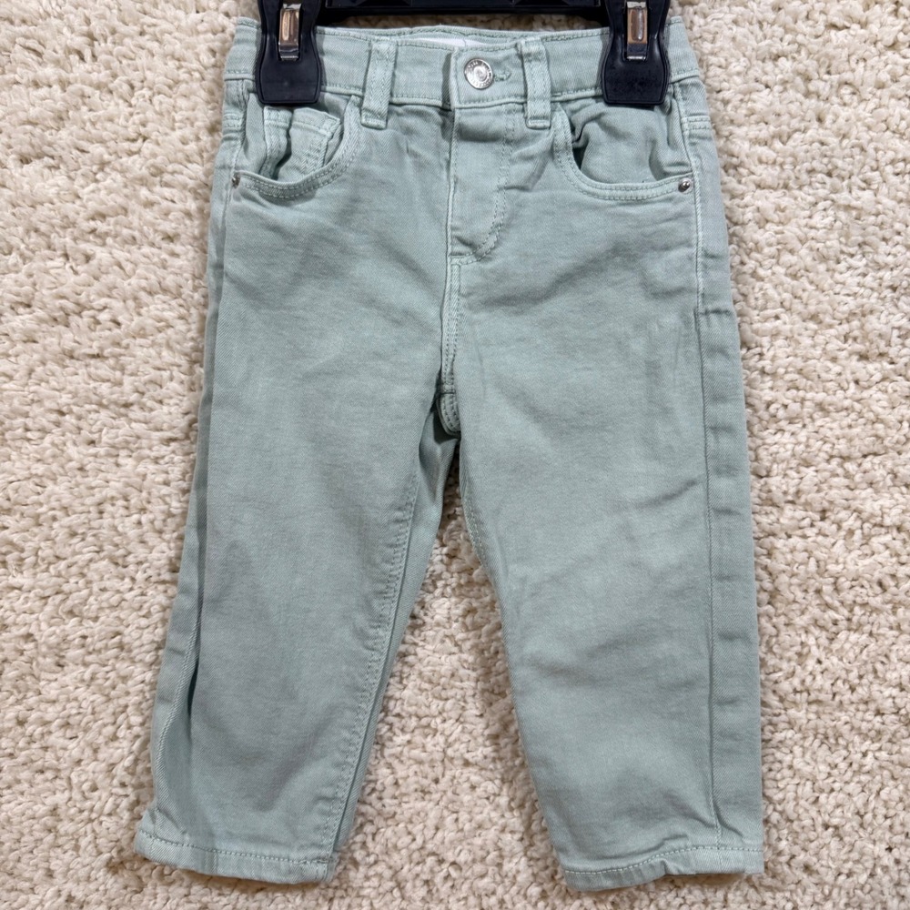 Zara Baby Sage Green Slim Fit Denim Jeans 18M Pastel Minimalist Kids Toddler